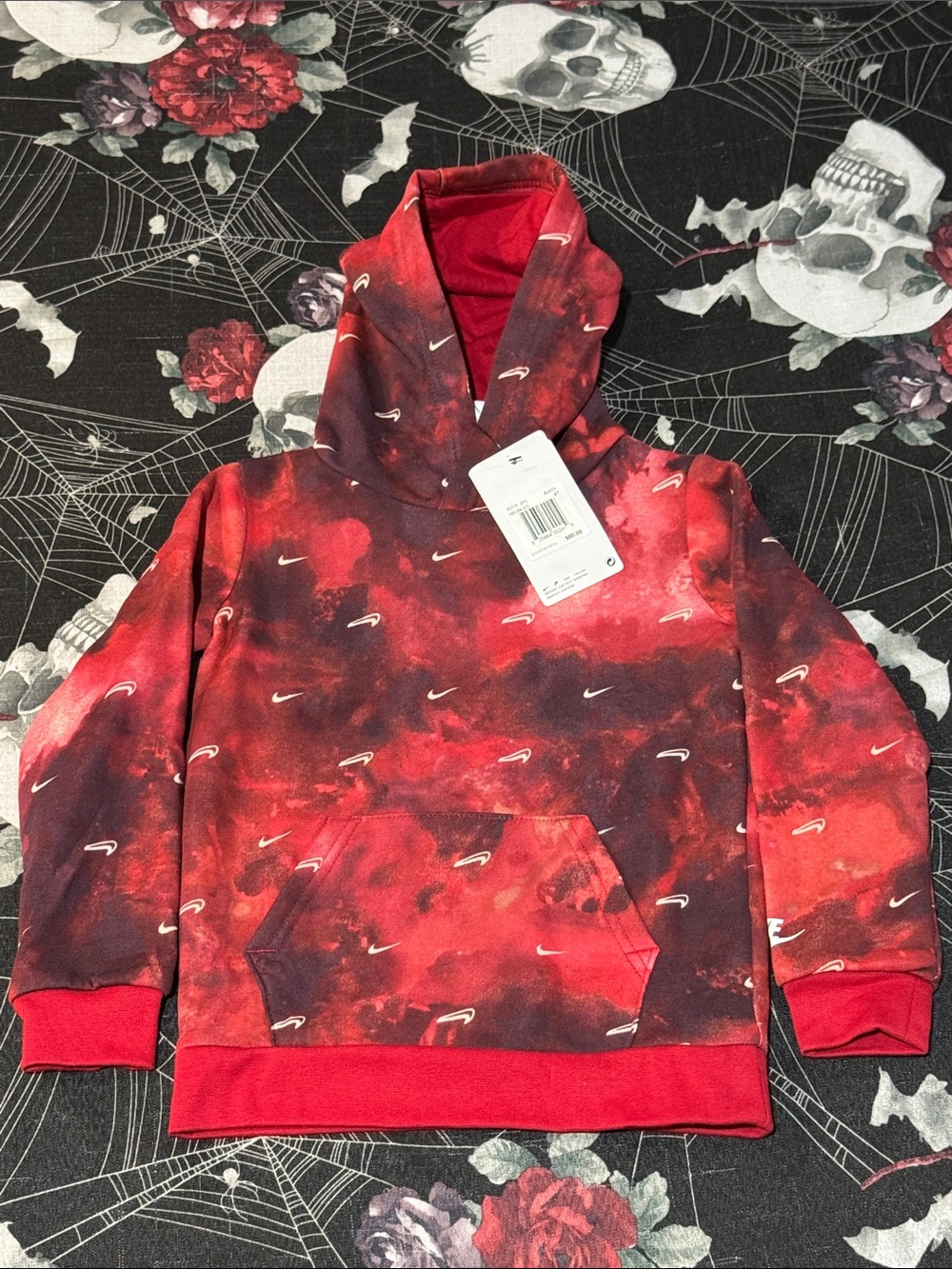 NWT NIKE RED/BLACK/WHITE TIE DYE PULLOVER BOYS TODDLER HOODIE SZ 4T